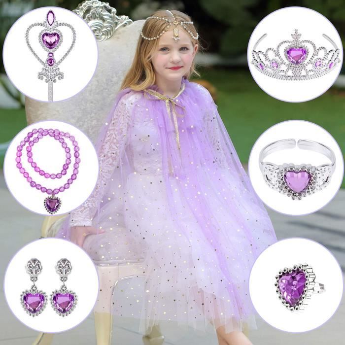 Cape Princesse Deguisement Fille avec 7pcs Accessoires Princesse Couronne Baguette Bague Collier Bracelet. Violet Cdiscount Jeux Jouets