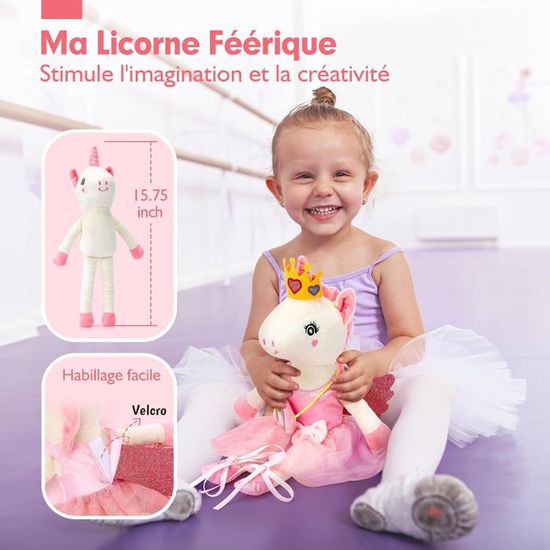 Echehi Peluche Licorne 15 Pièces Cadeau Fille - Kit Licorne Avec Peluche, Cartes à Gratter, Serre-Tête, Bijoux & Accessoires - Anniversaire Noël 3-8 Ans