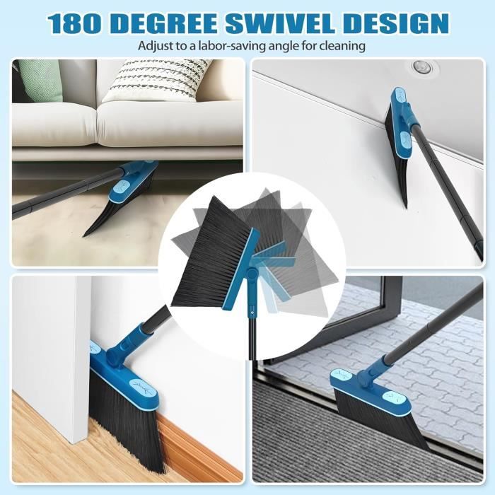 Plastique Pelle et Balayette Long Manche 138CM pour Sol Dur, Rotatif à ...