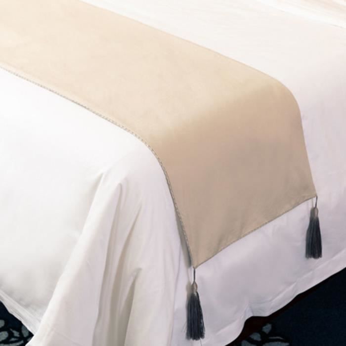 Chemin De Lit Décoratif En Polyester Doux – Décoration De Lit Moderne, Anti-décoloration, Pour Lit De 150 Cm (orange)