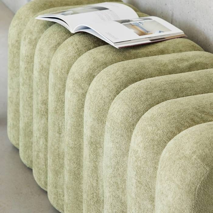 Ottoman Pouf Moderne en Tissu Rembourré Modulaire Tabouret Carré Pieds
