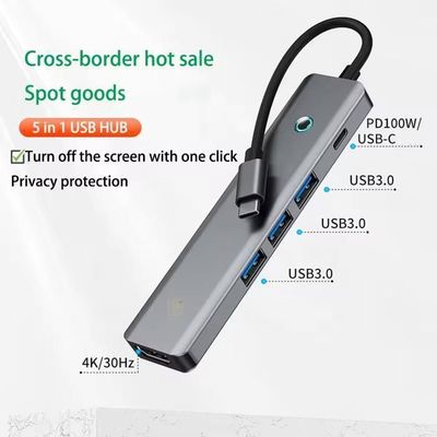 Hub USB-C 5-en-1 Fangxuee : Ports HDMI 4K, RJ45 Gigabit, USB 3.0 - Station D'accueil Universelle Pour Ordinateurs Portables