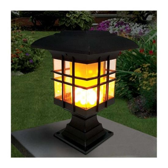 Lampe Solaire Pour Jardin Effet Flamme Noir Achat Vente