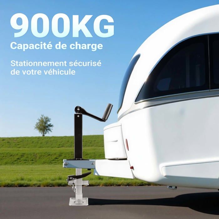 SUDEG Lot De 2 Béquilles à Manivelle Pour Caravane - 800 Kg - Acier Galvanisé - Hauteur 105-520 Mm