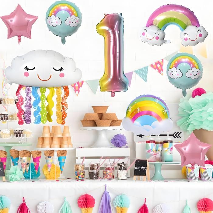 Décoration De 4E Ballons Arc-En-Ciel 101,6 Cm Dégradé Chiffre 4