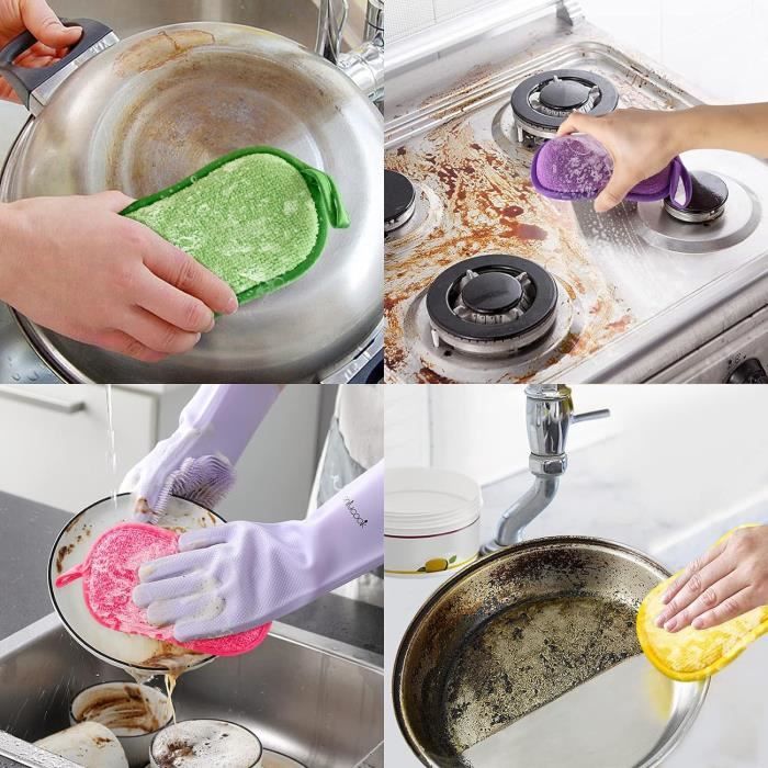 4 Eponge Reutilisable Lavable Vaisselle En Microfibre Pour Cuisine Plaques  Poêles Salle De Bain Lavable En Machine(4 Couleurs[u34] - Cdiscount Au  quotidien