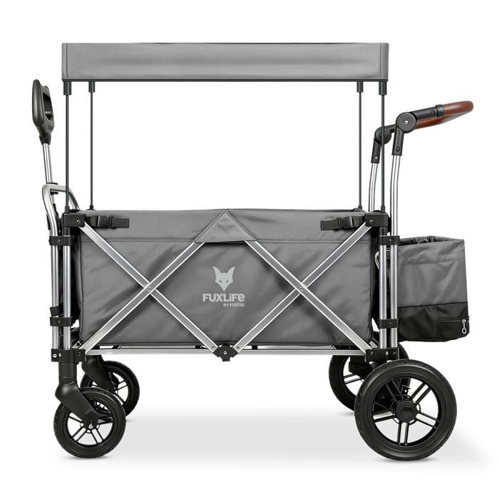 FUXTEC Easy Cruiser – Chariot Pliable Gris, 75 Kg, Toit Anti-UV, Poussette/traction, Pour Enfant, Jardin Plage