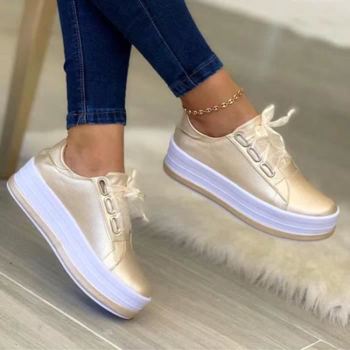 Basket blanche compensée femme discount