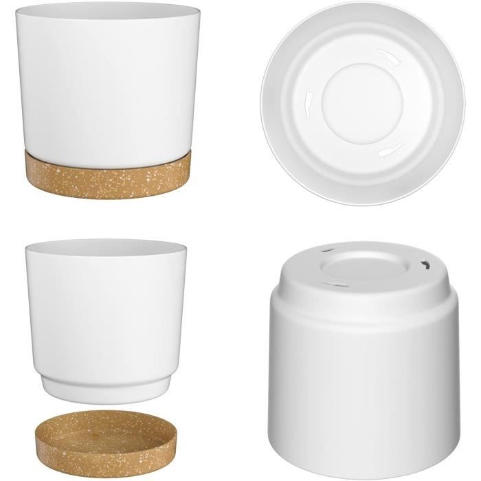ZMTECH Pots De Fleurs Modernes 16,5 Cm - Lot De 2 Jardinières Avec Trous De Drainage Et Soucoupe Détachable En Plastique (Gris Foncé)