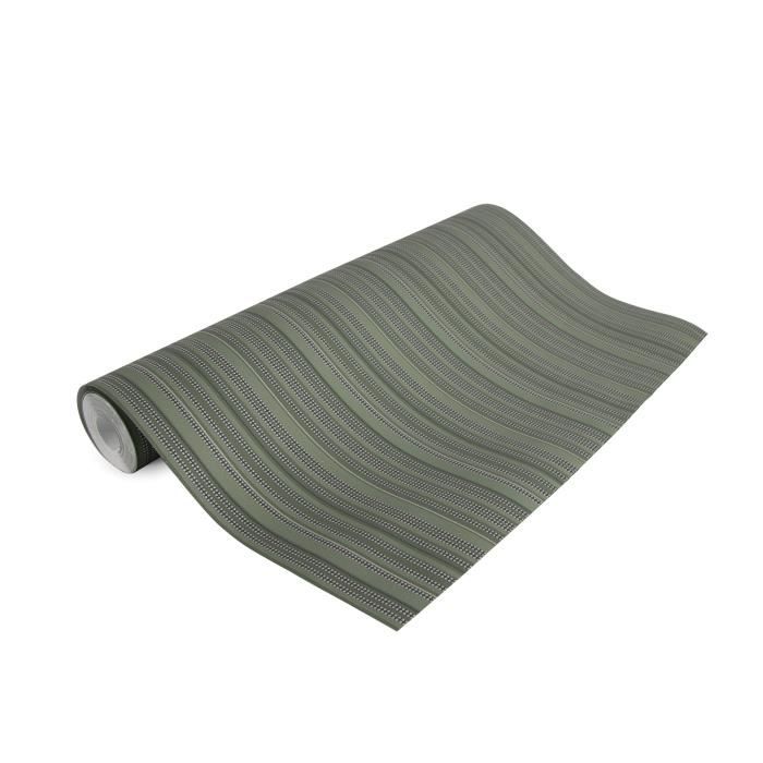 Papier peint intissé Rayures Camille 1005 x 52cm Vert - Cdiscount Bricolage