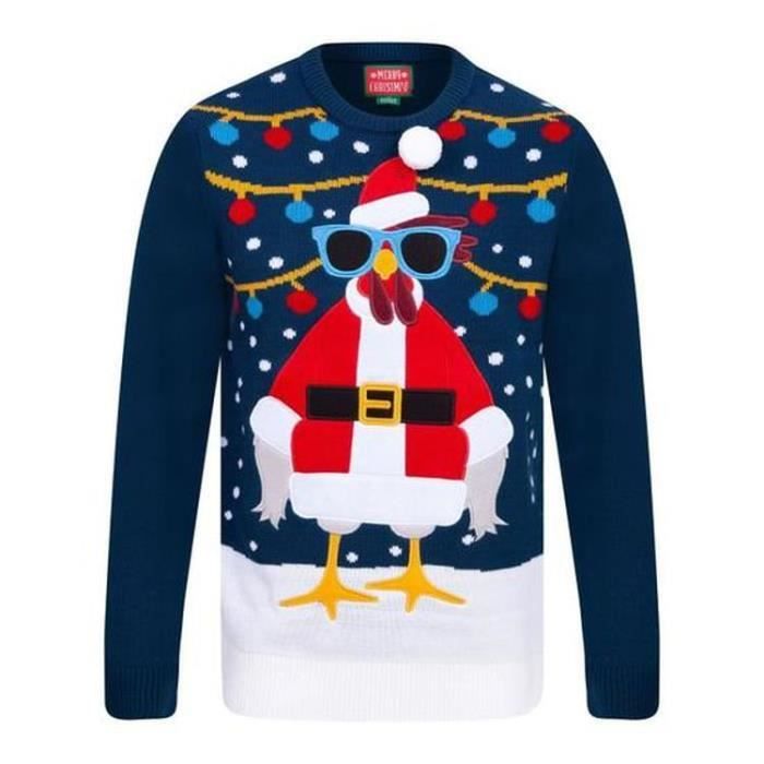 MERRY CHRISTMAS Pull de Noël Bleu Homme