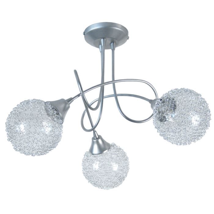 TOSEL Lustre 3 lumières - luminaire intérieur - verre satiné - Style urbain - H80cm L50cm P50cm