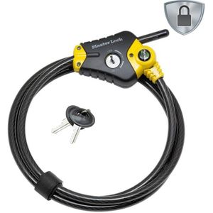 Antivol Power Lock - Cadenas Velo ou Moto pour une Securite renforcee avec  Alarme 110 dB - Fonctionne sur Piles - Cable 2 CM - Longueur 80 CM - Noir