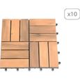 Lot de 10 dalles en bois d'acacia 100 % FSC 30 x 30 cm style mosaïque-0