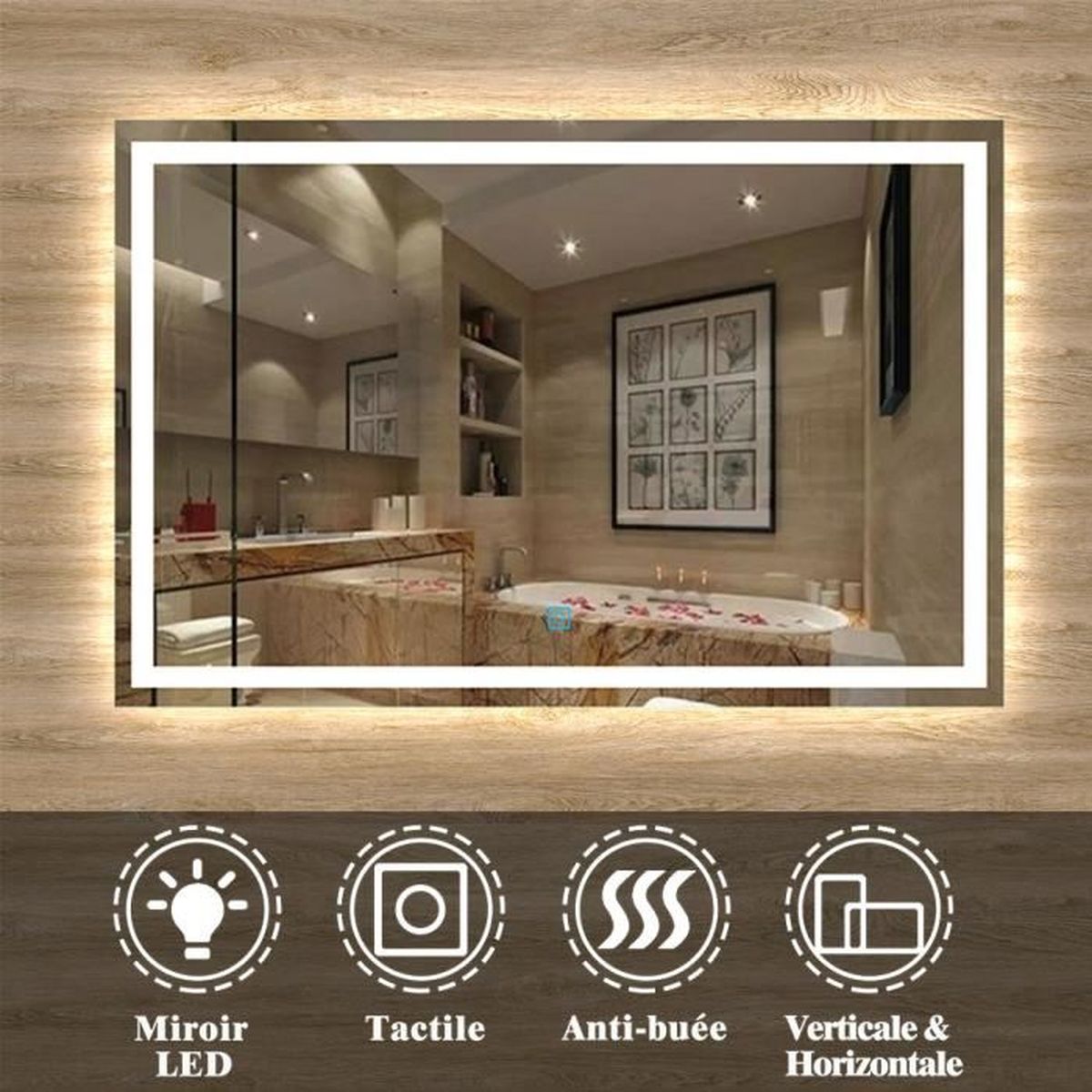 Miroir LED anti-buée 17x17cm miroir de salle de bain - Achat Miroir LED anti-buée 17x17cm miroir de salle de bain - Achat