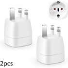 TALZOV Adaptateur Prise Anglaise, Adaptateur de Voyage France vers UK, Angleterre, Ecosse, Dubaï, Malte, Adaptateur Type G, 2pcs, Blanc
