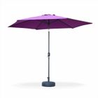 SWEEEK Parasol droit rond Ø300cm - Touquet Prune - mât central en aluminium orientable et manivelle d'ouverture