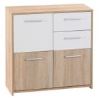 Commode - ALTOBUY - Meuble 3 portes 2 tiroirs - Bois - Chêne Sonoma / blanc - Classique