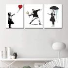 BRAND Lot de 3 impressions sur toile Banksy pour décoration murale de salon, graffiti, art urbain, décoration murale, sans cadre, 40×50 cm
