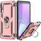 CHICHENG Coque Galaxy A7 2018 avec Aimant Anneau Support, Double Couche Renforcée Défense Bumper TPU Silicone Antichoc Armure HOr Rose