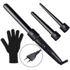 CLOUDSEMI 3 Pièces Fer à Lisseur Boucler 3 en 1 Fer à Friser Boucleur Fers Cheveux curleur Interchangeable Chauffage avec Gant