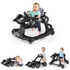 DREAMADE Trotteur Bébé Evolutif 3 en 1 Pliable avec Hauteur Réglable, Musique et Lumière, Forme de Voiture, pour 6-18 Mois, Noir