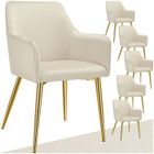 Chaises - TECTAKE - Lot de 6 fauteuils rembourrés AVANE aspect velours forme ergonomique et dossier haut - Beige