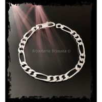 Bracelet Maille Figaro 6,5 MM X 21 CM Argent Massif 925/1000 Bijoux
