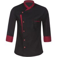 YONGHS Veste de Cuisinier Homme Femme Manches Longues Vêtements de Travail Manteau de Chef M-4XL Noir