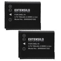 EXTENSILO 2x Batteries compatible avec Nikon Coolpix S6400, S6700, S6800, S6500, S6600, S6900 appareil photo, reflex numérique