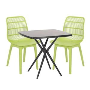 Ensemble table et chaise de jardin Ensemble 2 chaises en polypropylène et 1 table 70x