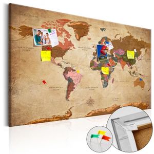 Tableau En Liege Carte Du Monde Retro Style Cork Carte