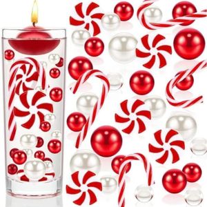 Demissle Lot de 24 bougies flottantes de Noël de 3,8 cm avec tiges de baies  rouges et houx, bougies flottantes en cire non parfumée pour centres de