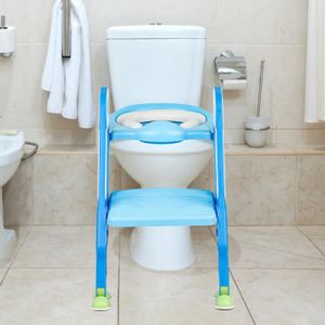 RÉDUCTEUR DE WC Réducteur de WC enfant avec escalier et accoudoirs - GOLDCMN - 1-7 ans - Blanc - PP + TPR + éponge + PVC