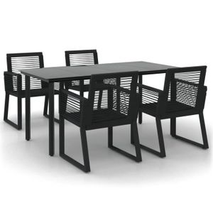 Ensemble table et chaise de jardin BLL Ensemble à manger de jardin 5 pcs Noir Rotin PVC 7029685901276
