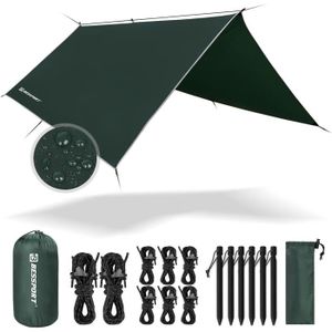 TENTE DE CAMPING Camping Bâche Anti-Pluie Pu 3000Mm Imperméable Tarp Rain Fly Toile De Tente Parasol Abri De Survie Tous Temps Pour Extérieur [J362]
