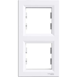 PLAQUE DE FINITION Plaque / cadre double verticale, blanc - Schneider Asfora