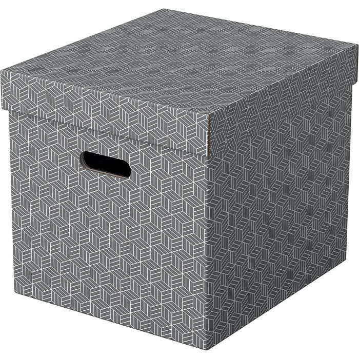 Grande boîte de rangement en carton gris - 28x38x50 - ON RANGE TOUT