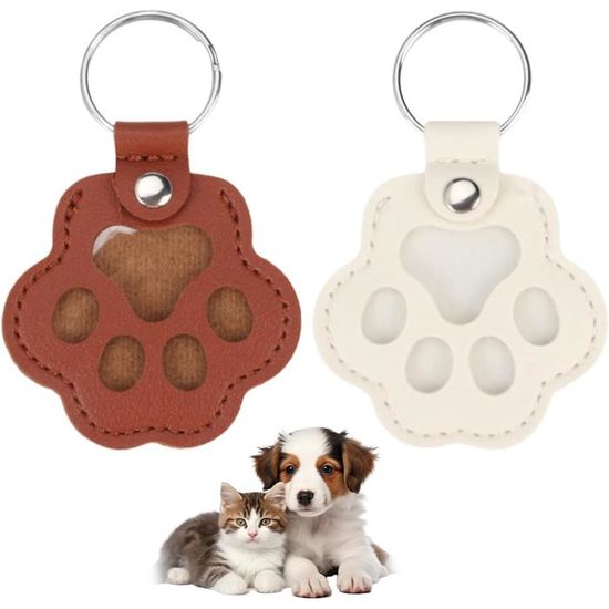 Porte-clés Mémoire Poils Animaux - Lot De 4 Boîtiers En Forme De Patte (noir, Blanc, Jaune, Marron) 9x6,2 Cm - Souvenir Chien Chat