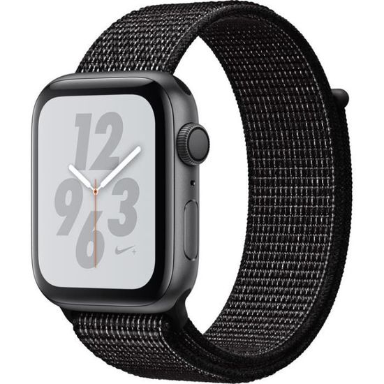 Apple Watch Nike+ Series 4 GPS, 44mm, Boîtier en aluminium Gris sidéral avec boucle Nike Sport Noir