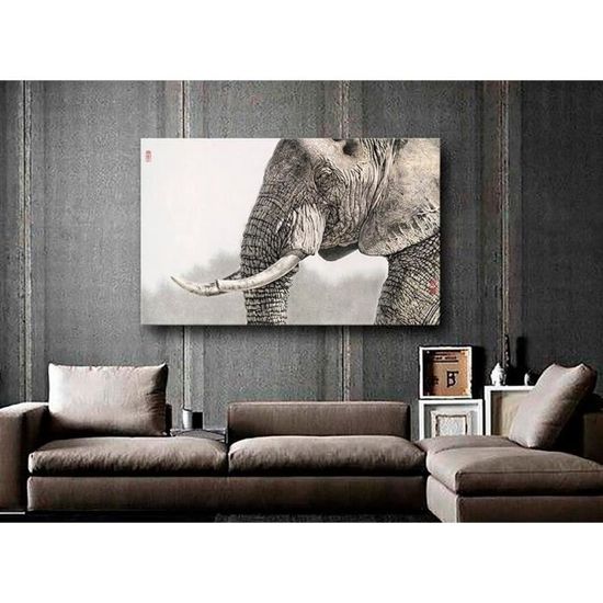 Simple Noir Blanc éléphant Peinture Moderne Maison Salon