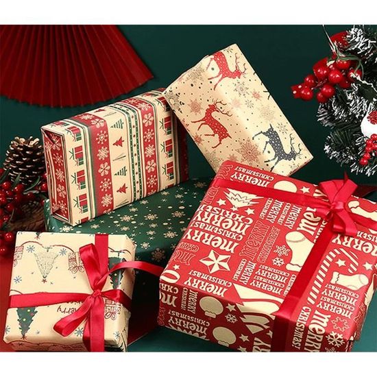 Papier Cadeau Noel,Emballage Cadeau 10 Feuilles,Papier Kraft Noel, Papiers Cadeaux  Noël,Papier Cadeau Noël Rouleau,Noel Papie[H1644] - Cdiscount Beaux-Arts et  Loisirs créatifs