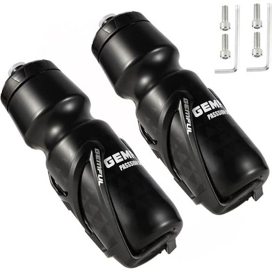 Lot De 2 Gourdes De Vélo 1L - Sans BPA - PP5 - Multicolore/Noir - 1000ml