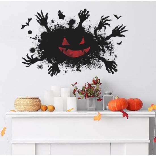Autocollant Fenêtre Halloween - Fantôme Et Mains Sanglantes - Décoration Effrayante PVC - Double Face - Facile à Poser Et Retirer