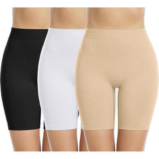 3Pack Cycliste Boxer Shorty Femme Slip Anti Frottement Cuisse sous Jupe Douce Legging Court sans Couture sous Vetements Noir Blanc Noir blanc blanc Cdiscount Pret a Porter