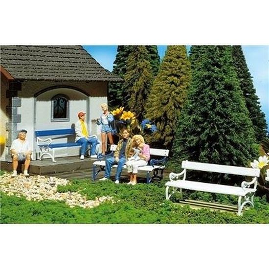 Set De Bancs De Jardin Et Parcs - Modélisme Ferroviaire échelle H0/00 (1:87) - 8 Pièces En Plastique Multicolore