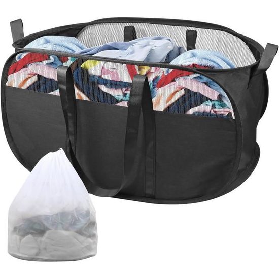 Hwtcjx - 2 Paniers à Linge Pliables Pop-Up - 30x30x48cm - Design Girafe Enfant - Noir Et Blanc