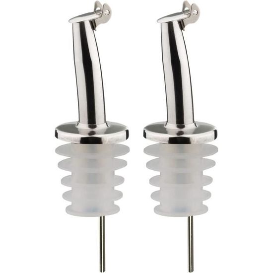 2 Becs Verseurs Westmark Inox - Pour Huile, Vinaigre Et Spiritueux - Bouchon PE Alimentaire - Argenté