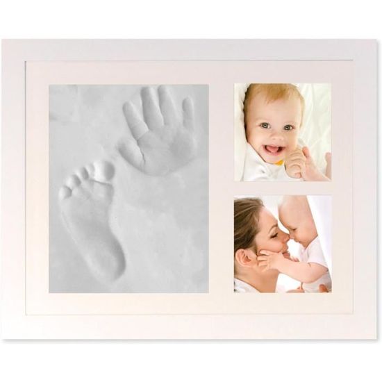 Kit Empreintes Bébé KeaBabies - Cadre Photo Avec Argile - Souvenir Naissance - Blanc Alpine