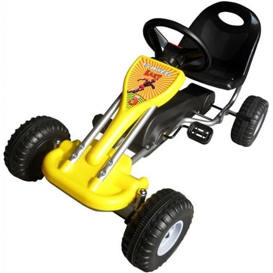Kart à pédales - VIDAXL - Jaune - Pour enfants de 3 à 5 ans - Axe oscillant